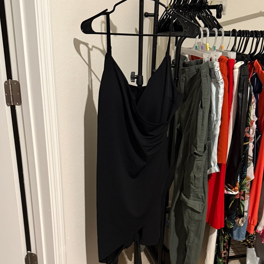 Black Cowl Neck Spaghetti Strap Women’s Top